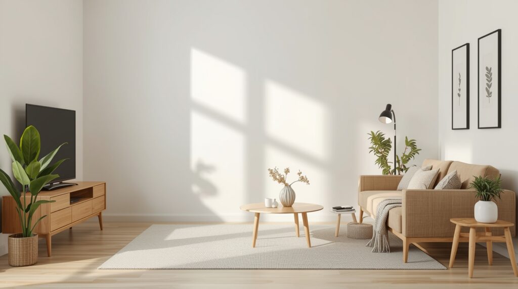 Czysty pokój minimalistycznie umeblowany