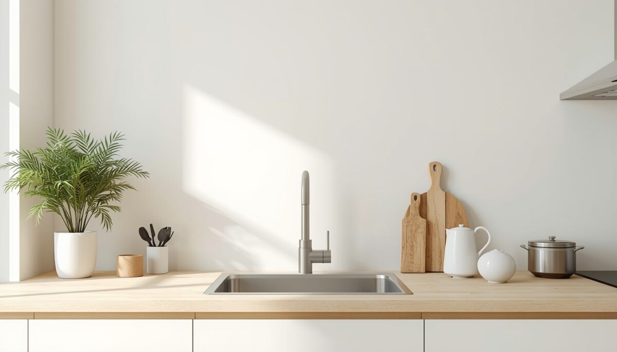 porządek na blacie w domu po 50 uporządkowany blat kuchenny, czysty zlew